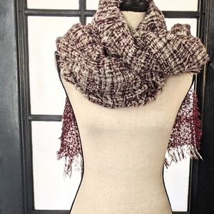Burgundy, White, Grey Pashmina